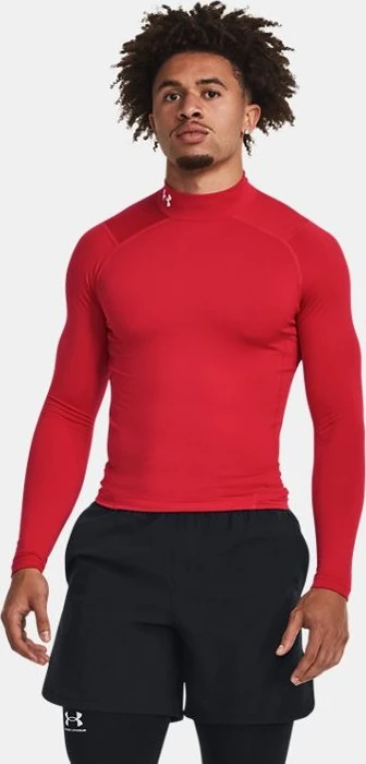 Under Armour ColdGear Kompressionsshirt langarm rot/weiß (Herren)