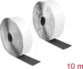 DeLOCK Klettband selbstklebend, mit Haft- und Flauschband, 50mm, 10m, schwarz