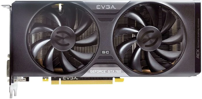 EVGA GeForce GTX 760 Superclocked ACX Cooler, 2GB GDDR5, 2x DVI, HDMI, DP