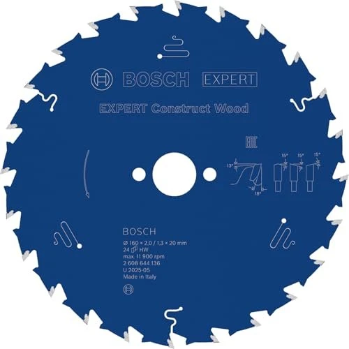 Bosch Professional Expert for Construct Wood Kreissägeblatt 24Z, 160x1.3x20mm, 1 Stück