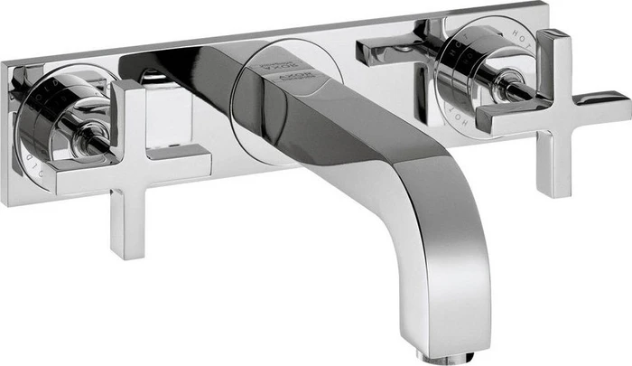 Hansgrohe Axor Citterio Waschbeckenarmatur mit Kreuzgriffen und Platte 226mm brushed bronze