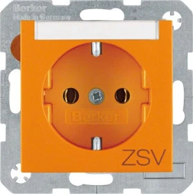 Berker S.1/B.3/B.7 Steckdose SCHUKO mit Aufdruck "ZSV", orange matt