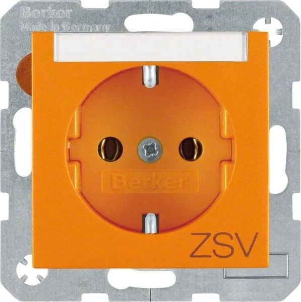 Berker S.1/B.3/B.7 Steckdose SCHUKO mit Aufdruck "ZSV", orange matt