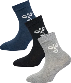 hummel Sutton Socken black/grey melange/blue nights, 3 Paare (Junior)