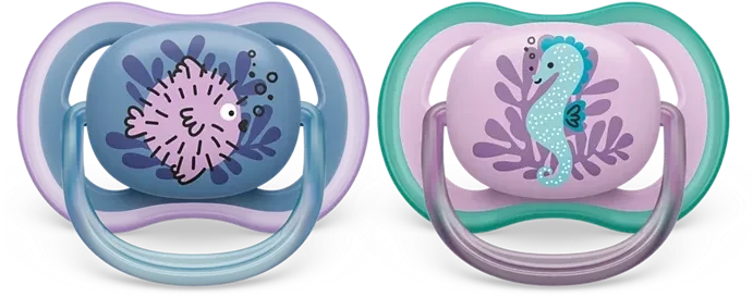 Philips Avent SCF085/61 Ultra Air Beruhigungsschnuller, 6-18M, Silikon, kugelfisch/seepferdchen, 2 Stück