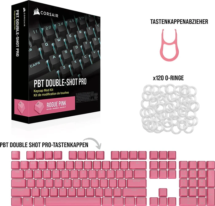 Corsair Pro Keycap Mod Kit, Kunststoff (PBT) Double-Shot, rosa, 105 Tasten, ISO-DE