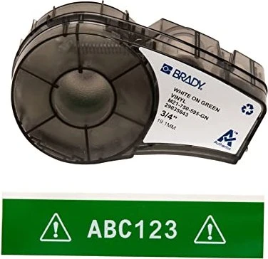 Brady All Weather Vinyl Beschriftungsband, 19.1mm, weiß/grün