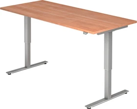Hammerbacher Ergonomic Aktiv XMST19/N/S elektrisch höhenverstellbarer Sitz-Steh-Schreibtisch 180x80cm Nussbaum/silber