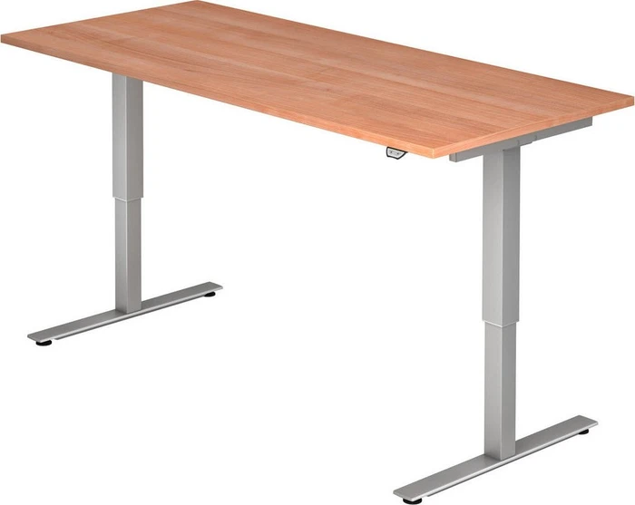 Hammerbacher Ergonomic Aktiv XMST19/N/S elektrisch höhenverstellbarer Sitz-Steh-Schreibtisch 180x80cm Nussbaum/silber