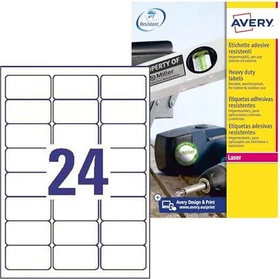 Avery-Zweckform Folienetiketten, 63.5x33.9mm, wetterfest, weiß, 8 Blatt (192 Etiketten)