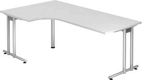 Hammerbacher Ergonomic N-Serie NS82/W Eckschreibtisch 200x120cm weiß/silber