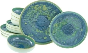 CreaTable Yuki Teller-Set grün-blau, 12-tlg.