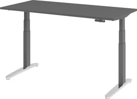 Hammerbacher Ergonomic Aktiv XBHM16 elektrisch höhenverstellbarer Sitz-Steh-Schreibtisch 160x80cm graphit/graphit