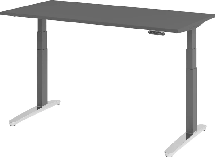 Hammerbacher Ergonomic Aktiv XBHM16 elektrisch höhenverstellbarer Sitz-Steh-Schreibtisch 160x80cm graphit/graphit