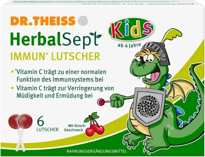 Dr. Theiss HerbalSept Husten Lutscher Kids Kirsche, 6 Stück