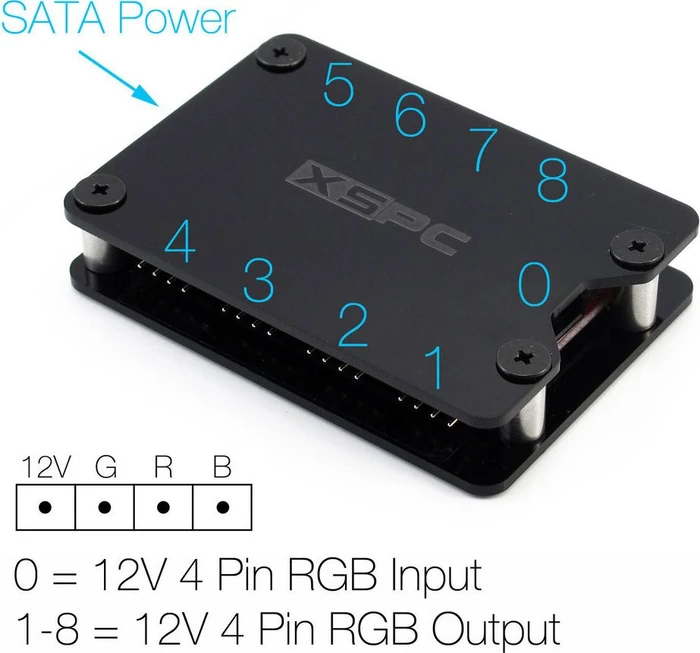 XSPC RGB Splitter Hub weiß, 12V, 4-Pin, 8-fach