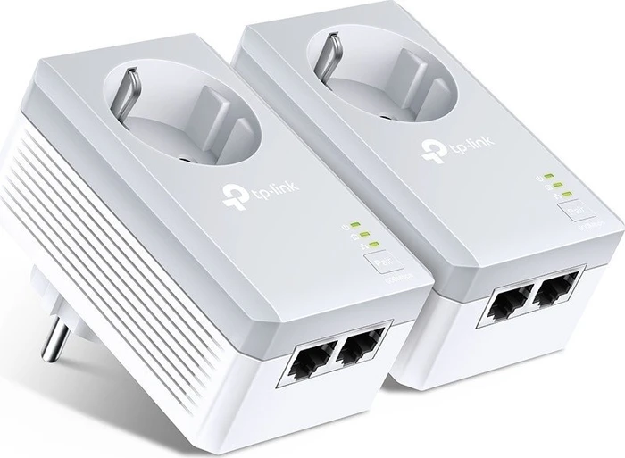 TP-Link Powerline AV600 Passthrough Starter Kit, HomePlug AV, 2x RJ-45, 2er-Pack