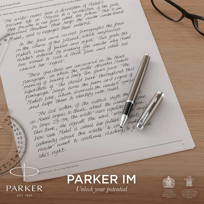Parker IM Tintenroller (Mine) brushed metal/gold trim, Geschenkbox