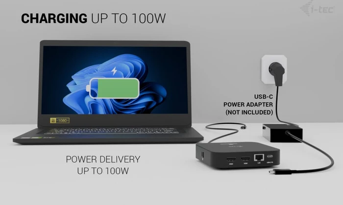 i-tec USB-C Dual HDMI Docking Station, USB PD 100W, USB-C 3.1 mit DisplayPort 1.4 [Stecker]
