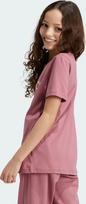 adidas Essentials Linear Logo Cotton Slim Fit T-Shirt kurzarm preloved crimson/sandy pink (Junior)