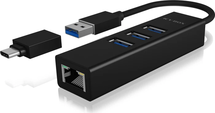 RaidSonic Icy Box IB-HUB1419-LAN Multiport-Adapter, RJ-45, USB-A 3.0 [Stecker]