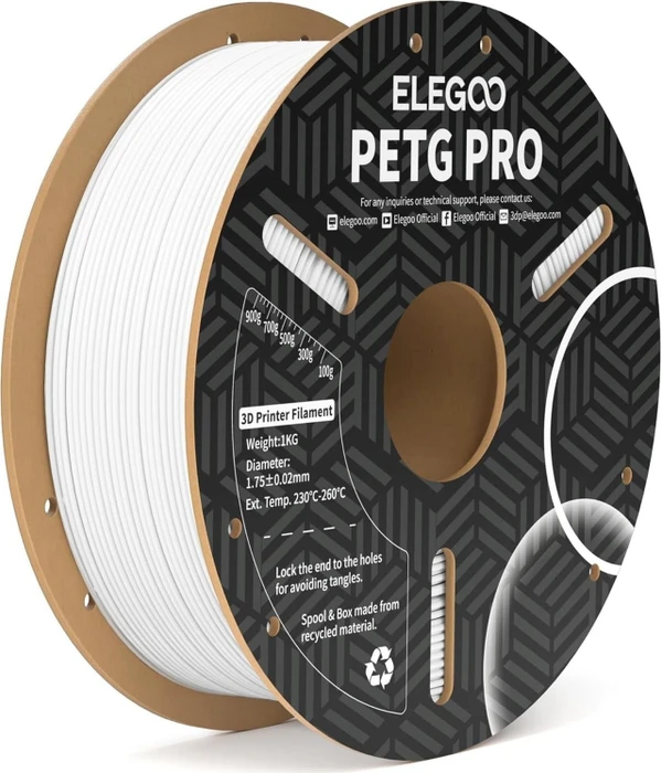Elegoo PETG Pro, weiß, Spule, 1.75mm, 1.00kg