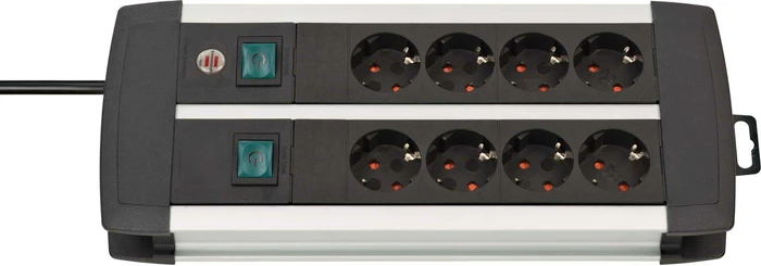 Brennenstuhl Premium-Alu-Line, 2x Schalter, 8-fach, 1.8m