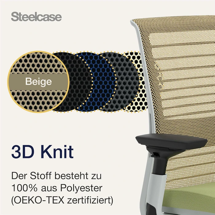 Steelcase Think Bürostuhl mit Armlehnen, beige/grün