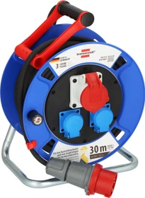 Brennenstuhl Garant CEE 1 Kabeltrommel, CEE 400V/16A auf 2x Schuko + 1x CEE 400V/16A, 30m, IP44, H07RN-F 5G1,5