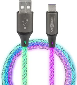 Ansmann USB-A/USB-C Kabel mit LED Beleuchtung 1.0m