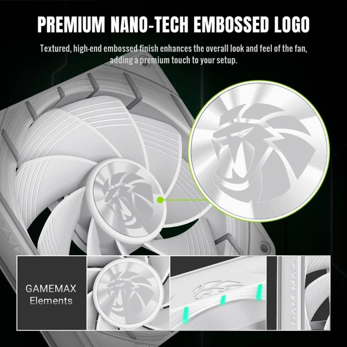 GameMax Tornado T12 ARGB-RW, weiß, 120mm