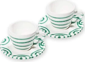 Gmundner Keramik Grüngeflammt Espressotassen-Set für 2, 4-tlg.