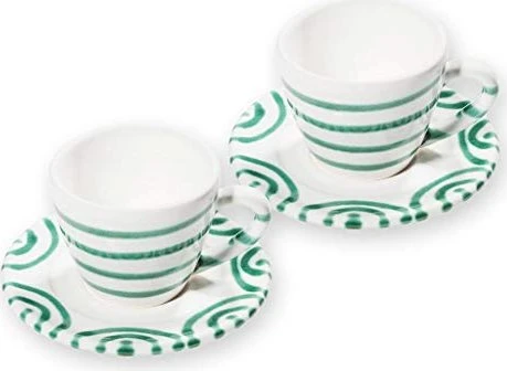 Gmundner Keramik Grüngeflammt Espressotassen-Set für 2, 4-tlg.