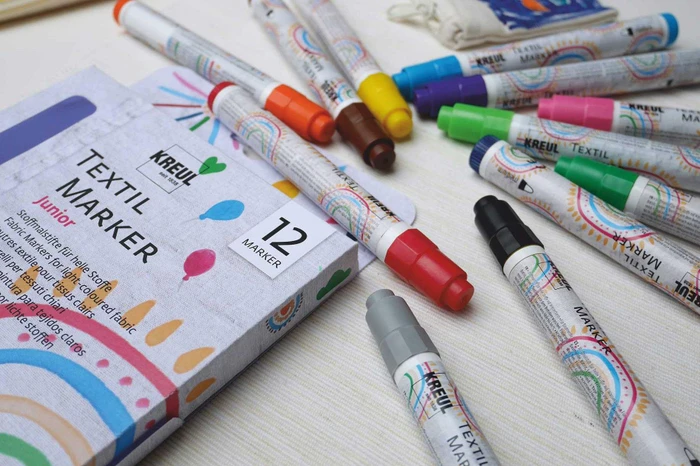Kreul Textil Marker medium Junior 12 Farben, 12er-Set