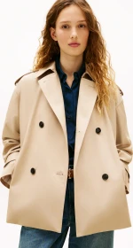 Tommy Hilfiger Wasserabweisender Relaxed Fit Kurz Trenchcoat Mantel beige (Damen)