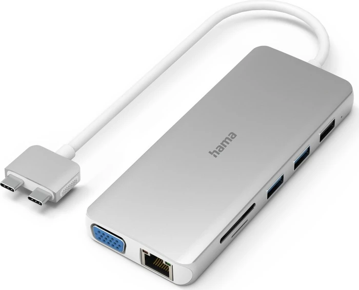 Hama USB-C Hub Connect2Mac, silber, 2x USB-C 3.0 [Stecker]