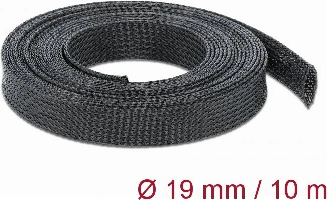 DeLOCK Geflechtschlauch dehnbar, 19mm, 10m, schwarz