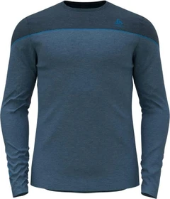 Odlo Revelstoke Performance Wool Warm Baselayer Funktionsshirt langarm blue wing teal melange/indigo bunting (Herren)