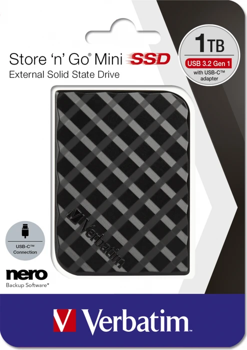 Verbatim Store 'n' Go Mini SSD, 1TB, USB 3.0 Micro-B