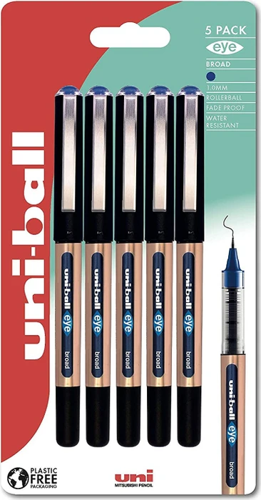 Uni-Ball Eye Broad UB-150-10 Tintenroller (Mine) blau/gold, 5er-Pack