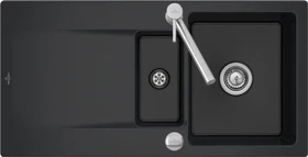 Villeroy & Boch Siluet 60 Einbau Becken reversibel mit Ablauffernbedienung pure black