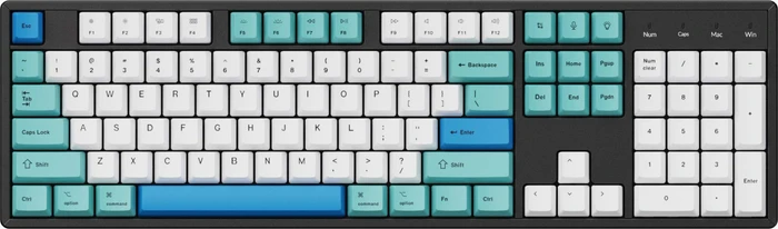 Keychron OEM Dye-Sub Keycap-Set Iceberg - Version B, Kunststoff (PBT), Iceberg, weiß/türkis, 114 Tasten, ANSI-US