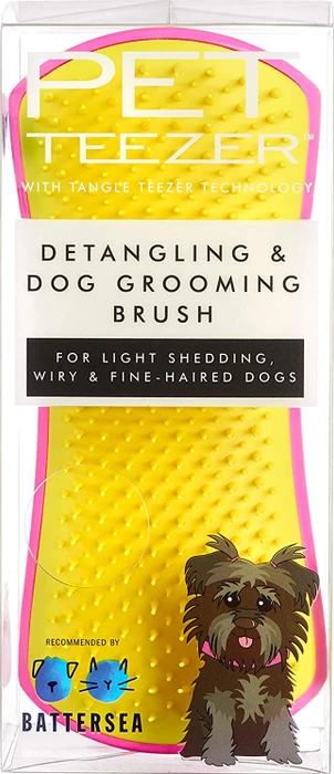 PET Teezer De-Shedding & Grooming Brush, Gelb/Pink