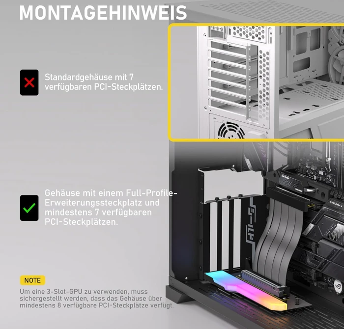 EZDIY-FAB Vertical GPU Mount, Riser Card Cable, mit vertikaler Grafikkarten-Halterung, ARGB, gewinkelt, PCIe 4.0, 115mm, schwarz