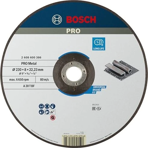 Bosch Professional A30TBF Expert for Metal Schleifscheibe, 230x8x22.23mm, 1 Stück