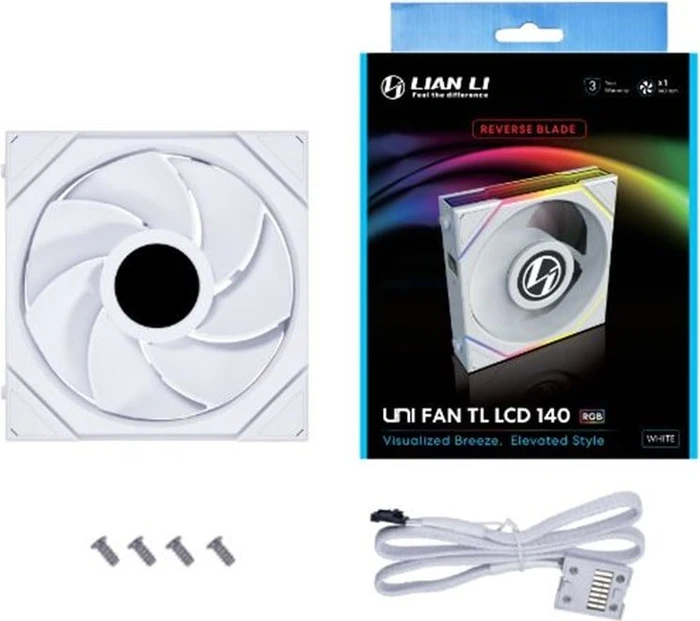 Lian Li Uni Fan TL LCD 140 RGB Reverse Blade, weiß, 140mm