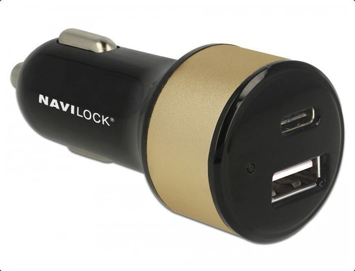 Navilock Kfz-Ladegerät 1x USB-C 1x USB-A