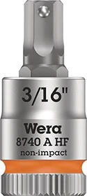 Wera 8740 A HF Zyklop Innensechskant Steckschlüssel 1/4" zöllig, 3/16"x28mm