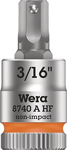 Wera 8740 A HF Zyklop Innensechskant Steckschlüssel 1/4" zöllig, 3/16"x28mm