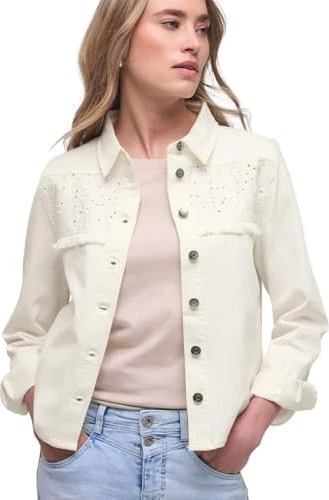 Street One Knopfleiste und Stickerei Jeansjacke ecru washed (Damen)
